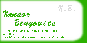 nandor benyovits business card